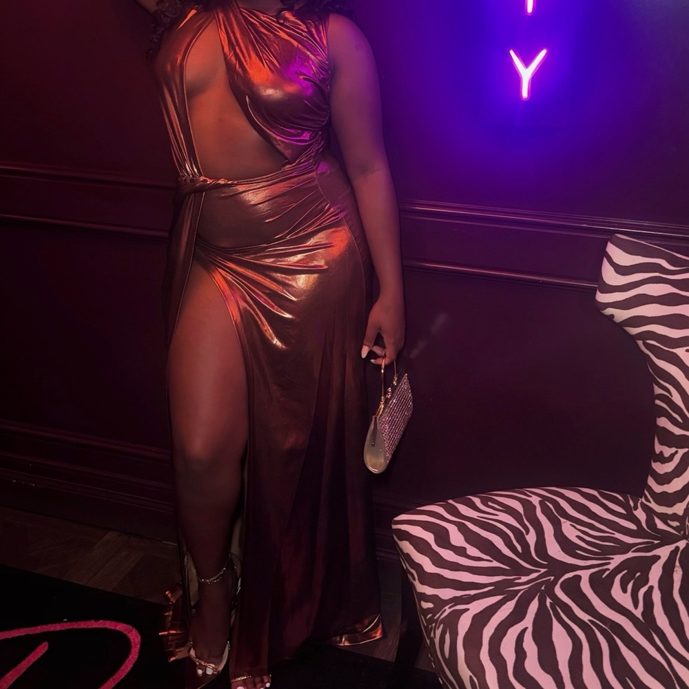 Metallic Bronze Evening Gown